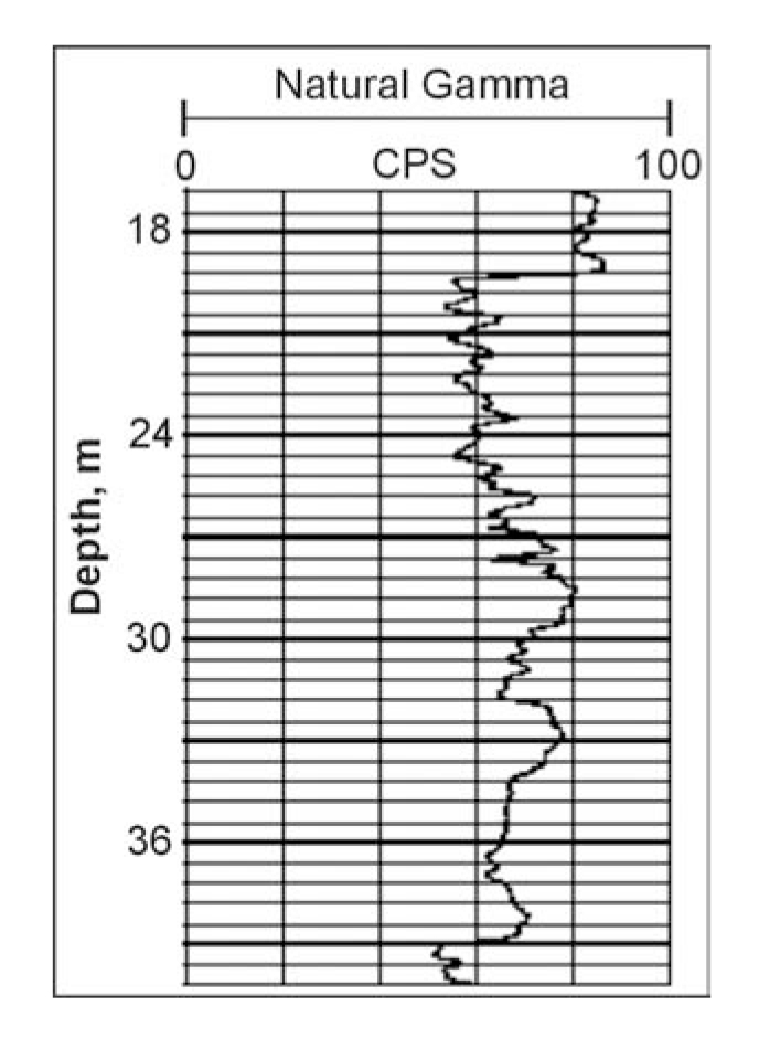 Example of gamma CPS vs. depth.  (Layne Christensen, Colog.)