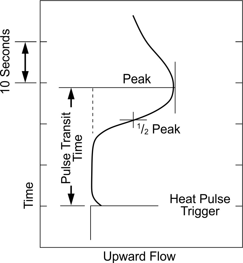 Normal Analog record of a heat pulse from a thermal flowmeter. (Hess, 1982)